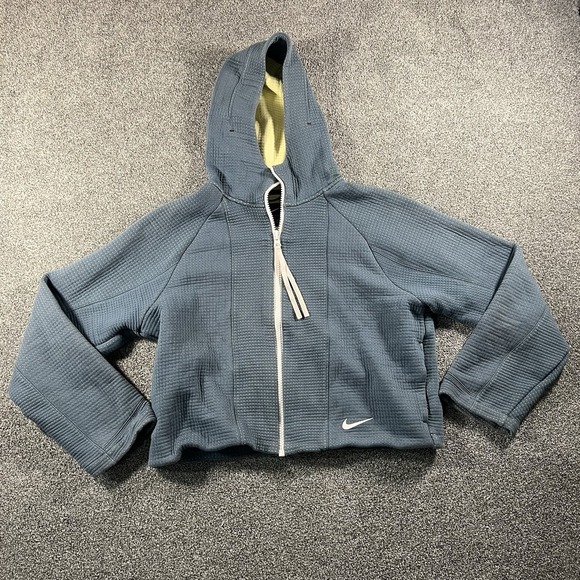 Nike Tops - Nike Therma-FIT Full Zip Hoodie Women's Medium Blue Waffle Textured Training